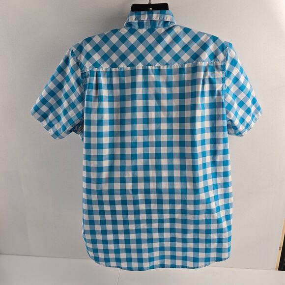 Under Armour HeatGear Men’s XL Blue Gingham Check Short Sleeve Button-Up shirt - Picture 3 of 10